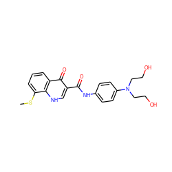 CSc1cccc2c(=O)c(C(=O)Nc3ccc(N(CCO)CCO)cc3)c[nH]c12 ZINC000073278282