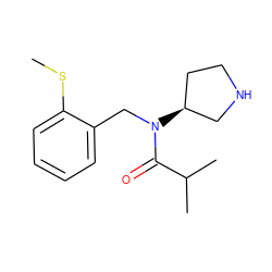 CSc1ccccc1CN(C(=O)C(C)C)[C@H]1CCNC1 ZINC000040917337