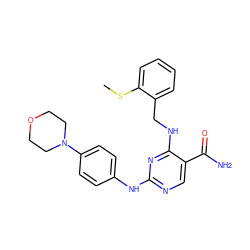 CSc1ccccc1CNc1nc(Nc2ccc(N3CCOCC3)cc2)ncc1C(N)=O ZINC000045496214