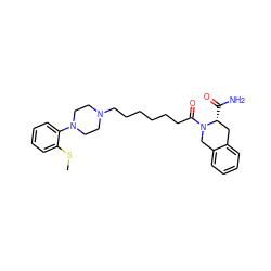 CSc1ccccc1N1CCN(CCCCCCC(=O)N2Cc3ccccc3C[C@H]2C(N)=O)CC1 ZINC000169310368