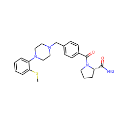 CSc1ccccc1N1CCN(Cc2ccc(C(=O)N3CCC[C@H]3C(N)=O)cc2)CC1 ZINC000169310347