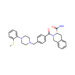 CSc1ccccc1N1CCN(Cc2ccc(C(=O)N3Cc4ccccc4C[C@H]3C(N)=O)cc2)CC1 ZINC000169310370