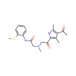 CSc1ccccc1NC(=O)CN(C)CC(=O)c1[nH]c(C)c(C(C)=O)c1C ZINC000007977143