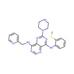 CSc1ccccc1Nc1nc(N2CCNCC2)nc2c(NCc3ccccn3)ncnc12 ZINC000084633757