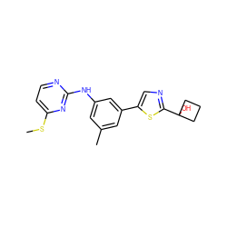 CSc1ccnc(Nc2cc(C)cc(-c3cnc(C4(O)CCC4)s3)c2)n1 ZINC000141196029