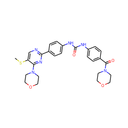 CSc1cnc(-c2ccc(NC(=O)Nc3ccc(C(=O)N4CCOCC4)cc3)cc2)nc1N1CCOCC1 ZINC000205762790