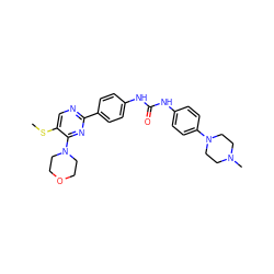 CSc1cnc(-c2ccc(NC(=O)Nc3ccc(N4CCN(C)CC4)cc3)cc2)nc1N1CCOCC1 ZINC000118176328