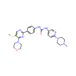 CSc1cnc(-c2ccc(NC(=O)Nc3ccc(N4CCN(C)CC4)nc3)cc2)nc1N1CCOCC1 ZINC000205767025