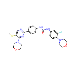 CSc1cnc(-c2ccc(NC(=O)Nc3ccc(N4CCOCC4)c(F)c3)cc2)nc1N1CCOCC1 ZINC000118174222