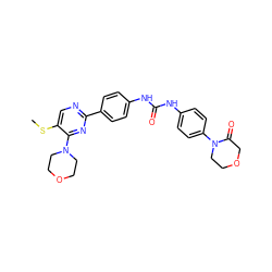 CSc1cnc(-c2ccc(NC(=O)Nc3ccc(N4CCOCC4=O)cc3)cc2)nc1N1CCOCC1 ZINC000205767945