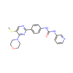 CSc1cnc(-c2ccc(NC(=O)Nc3cccnc3)cc2)nc1N1CCOCC1 ZINC000118160960