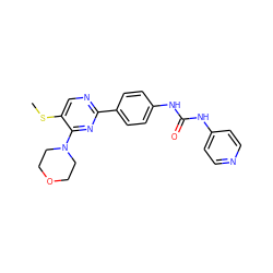 CSc1cnc(-c2ccc(NC(=O)Nc3ccncc3)cc2)nc1N1CCOCC1 ZINC000118176709