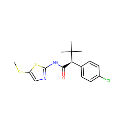CSc1cnc(NC(=O)[C@H](c2ccc(Cl)cc2)C(C)(C)C)s1 ZINC000045353004