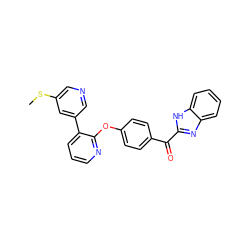 CSc1cncc(-c2cccnc2Oc2ccc(C(=O)c3nc4ccccc4[nH]3)cc2)c1 ZINC000139851205