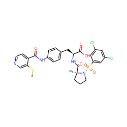 CSc1cnccc1C(=O)Nc1ccc(C[C@H](NC(=O)[C@]2(C)CCCN2S(=O)(=O)c2cc(Cl)cc(Cl)c2)C(=O)O)cc1 ZINC000029550703