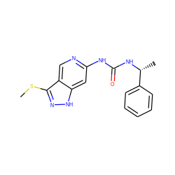 CSc1n[nH]c2cc(NC(=O)N[C@H](C)c3ccccc3)ncc12 ZINC001772607295