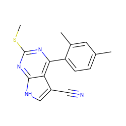 CSc1nc(-c2ccc(C)cc2C)c2c(C#N)c[nH]c2n1 ZINC000095572554