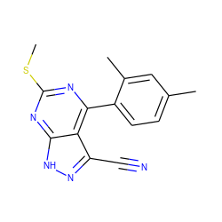 CSc1nc(-c2ccc(C)cc2C)c2c(C#N)n[nH]c2n1 ZINC000095571992