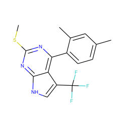 CSc1nc(-c2ccc(C)cc2C)c2c(C(F)(F)F)c[nH]c2n1 ZINC000095578990