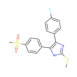 CSc1nc(-c2ccc(F)cc2)c(-c2ccc(S(C)(=O)=O)cc2)[nH]1 ZINC000095602136