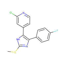 CSc1nc(-c2ccc(F)cc2)c(-c2ccnc(Cl)c2)[nH]1 ZINC000013524435