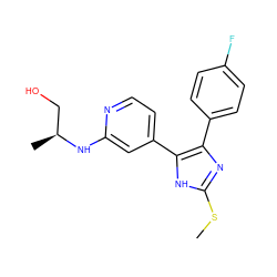 CSc1nc(-c2ccc(F)cc2)c(-c2ccnc(N[C@@H](C)CO)c2)[nH]1 ZINC000040936052