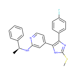 CSc1nc(-c2ccc(F)cc2)c(-c2ccnc(N[C@@H](C)c3ccccc3)c2)[nH]1 ZINC000013524440