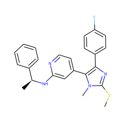 CSc1nc(-c2ccc(F)cc2)c(-c2ccnc(N[C@@H](C)c3ccccc3)c2)n1C ZINC000013524489