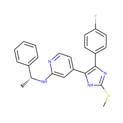 CSc1nc(-c2ccc(F)cc2)c(-c2ccnc(N[C@H](C)c3ccccc3)c2)[nH]1 ZINC000026961992