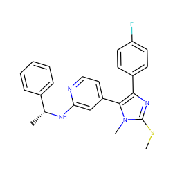 CSc1nc(-c2ccc(F)cc2)c(-c2ccnc(N[C@H](C)c3ccccc3)c2)n1C ZINC000013524492