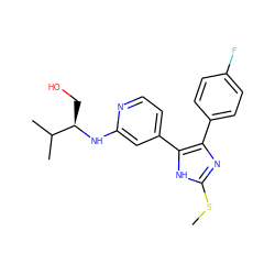 CSc1nc(-c2ccc(F)cc2)c(-c2ccnc(N[C@H](CO)C(C)C)c2)[nH]1 ZINC000040936069