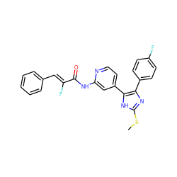 CSc1nc(-c2ccc(F)cc2)c(-c2ccnc(NC(=O)/C(F)=C/c3ccccc3)c2)[nH]1 ZINC000064527138