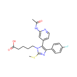 CSc1nc(-c2ccc(F)cc2)c(-c2ccnc(NC(C)=O)c2)n1CCCCC(=O)O ZINC000064527243