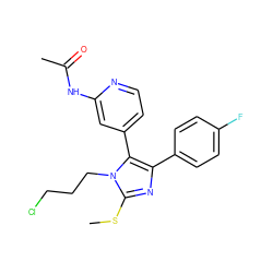 CSc1nc(-c2ccc(F)cc2)c(-c2ccnc(NC(C)=O)c2)n1CCCCl ZINC000064513841