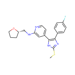 CSc1nc(-c2ccc(F)cc2)c(-c2ccnc(NC[C@@H]3CCCO3)c2)[nH]1 ZINC000040935456