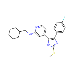 CSc1nc(-c2ccc(F)cc2)c(-c2ccnc(NCC3CCCCC3)c2)[nH]1 ZINC000040934335