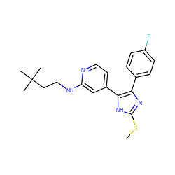 CSc1nc(-c2ccc(F)cc2)c(-c2ccnc(NCCC(C)(C)C)c2)[nH]1 ZINC000040935850