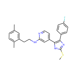 CSc1nc(-c2ccc(F)cc2)c(-c2ccnc(NCCc3cc(C)ccc3C)c2)[nH]1 ZINC000040409687