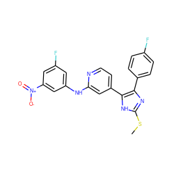 CSc1nc(-c2ccc(F)cc2)c(-c2ccnc(Nc3cc(F)cc([N+](=O)[O-])c3)c2)[nH]1 ZINC001772638614