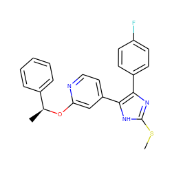 CSc1nc(-c2ccc(F)cc2)c(-c2ccnc(O[C@@H](C)c3ccccc3)c2)[nH]1 ZINC000040935760