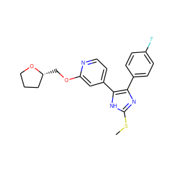 CSc1nc(-c2ccc(F)cc2)c(-c2ccnc(OC[C@@H]3CCCO3)c2)[nH]1 ZINC000040936715