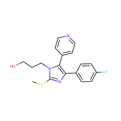 CSc1nc(-c2ccc(F)cc2)c(-c2ccncc2)n1CCCO ZINC000029054891