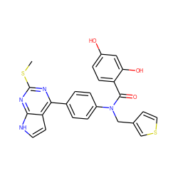 CSc1nc(-c2ccc(N(Cc3ccsc3)C(=O)c3ccc(O)cc3O)cc2)c2cc[nH]c2n1 ZINC000653771339