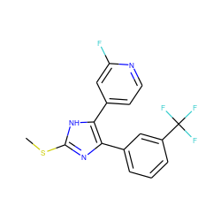 CSc1nc(-c2cccc(C(F)(F)F)c2)c(-c2ccnc(F)c2)[nH]1 ZINC000040972476