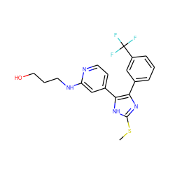 CSc1nc(-c2cccc(C(F)(F)F)c2)c(-c2ccnc(NCCCO)c2)[nH]1 ZINC000040411227