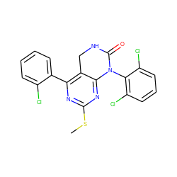 CSc1nc(-c2ccccc2Cl)c2c(n1)N(c1c(Cl)cccc1Cl)C(=O)NC2 ZINC000014962912