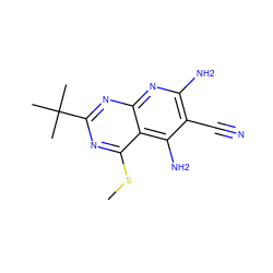 CSc1nc(C(C)(C)C)nc2nc(N)c(C#N)c(N)c12 ZINC000473153938