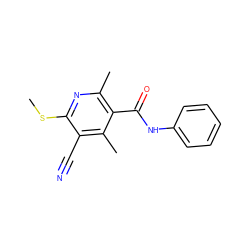 CSc1nc(C)c(C(=O)Nc2ccccc2)c(C)c1C#N ZINC000000181197