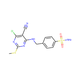 CSc1nc(Cl)c(C#N)c(NCc2ccc(S(N)(=O)=O)cc2)n1 ZINC000064527429