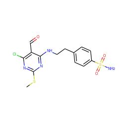 CSc1nc(Cl)c(C=O)c(NCCc2ccc(S(N)(=O)=O)cc2)n1 ZINC000064512942